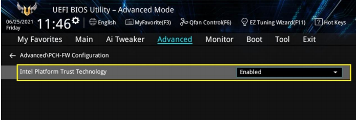 华硕主板intel平台开启TPM示例二