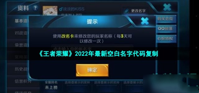 王者荣耀2022年最新空白名字代码大全