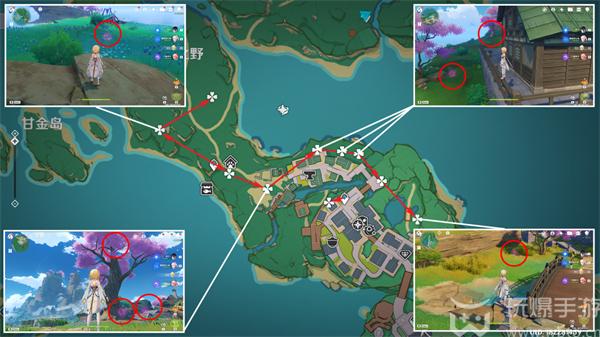 原神绯樱绣球采集路线