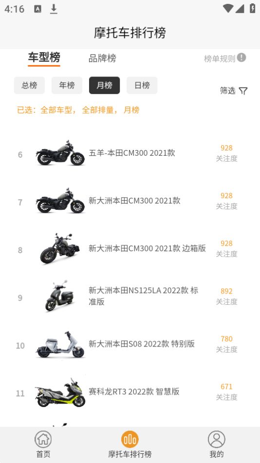 摩托车排行榜手机免费版